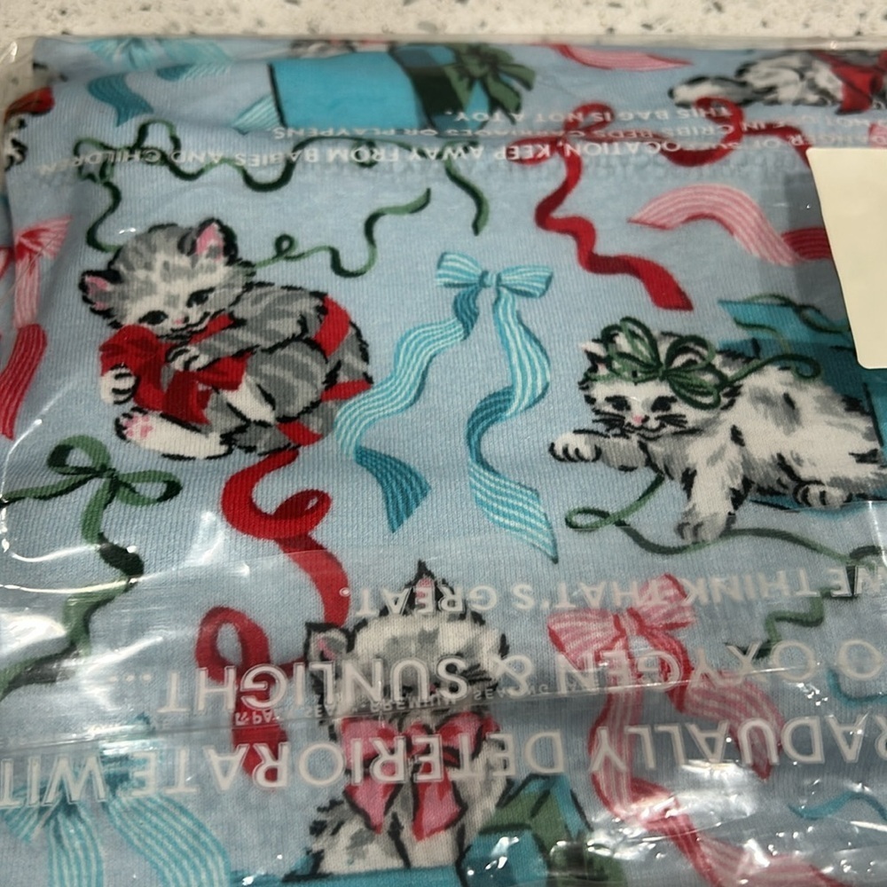 NWT PrintFresh Kids Cotton Christmas Holiday Kitten Wrapped Gift Pajama Set - 6 - Picture 3 of 5